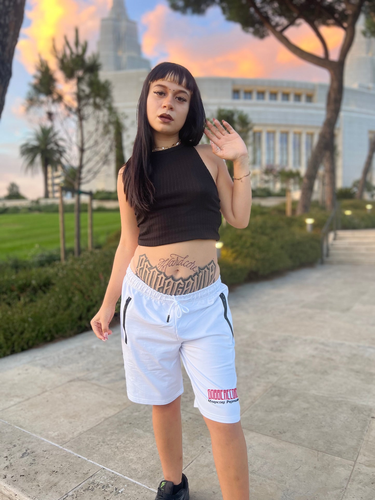 GABBERECORDS Hardcore Propaganda White Shorts
