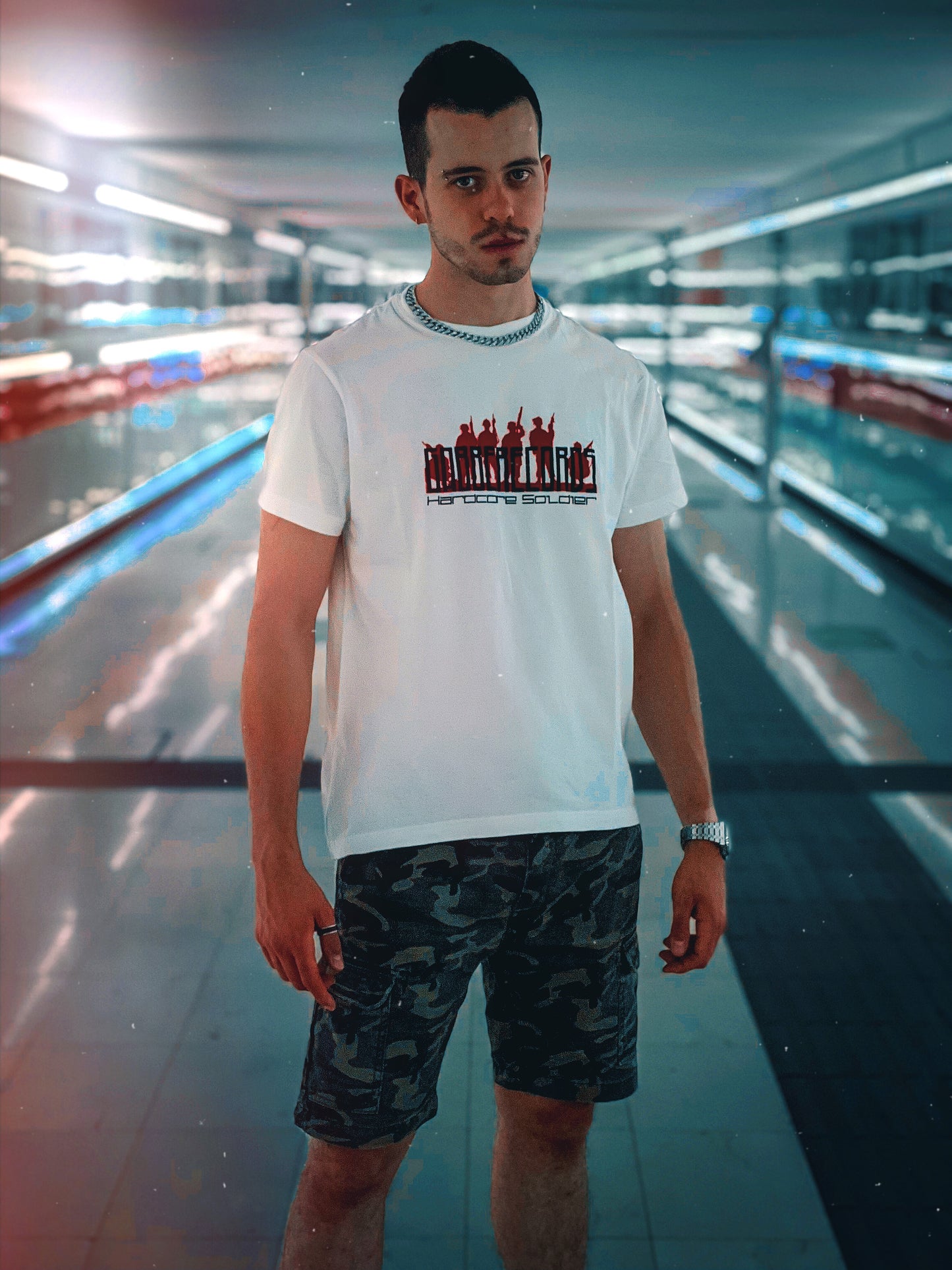 White T-Shirt Hardcore Soldier