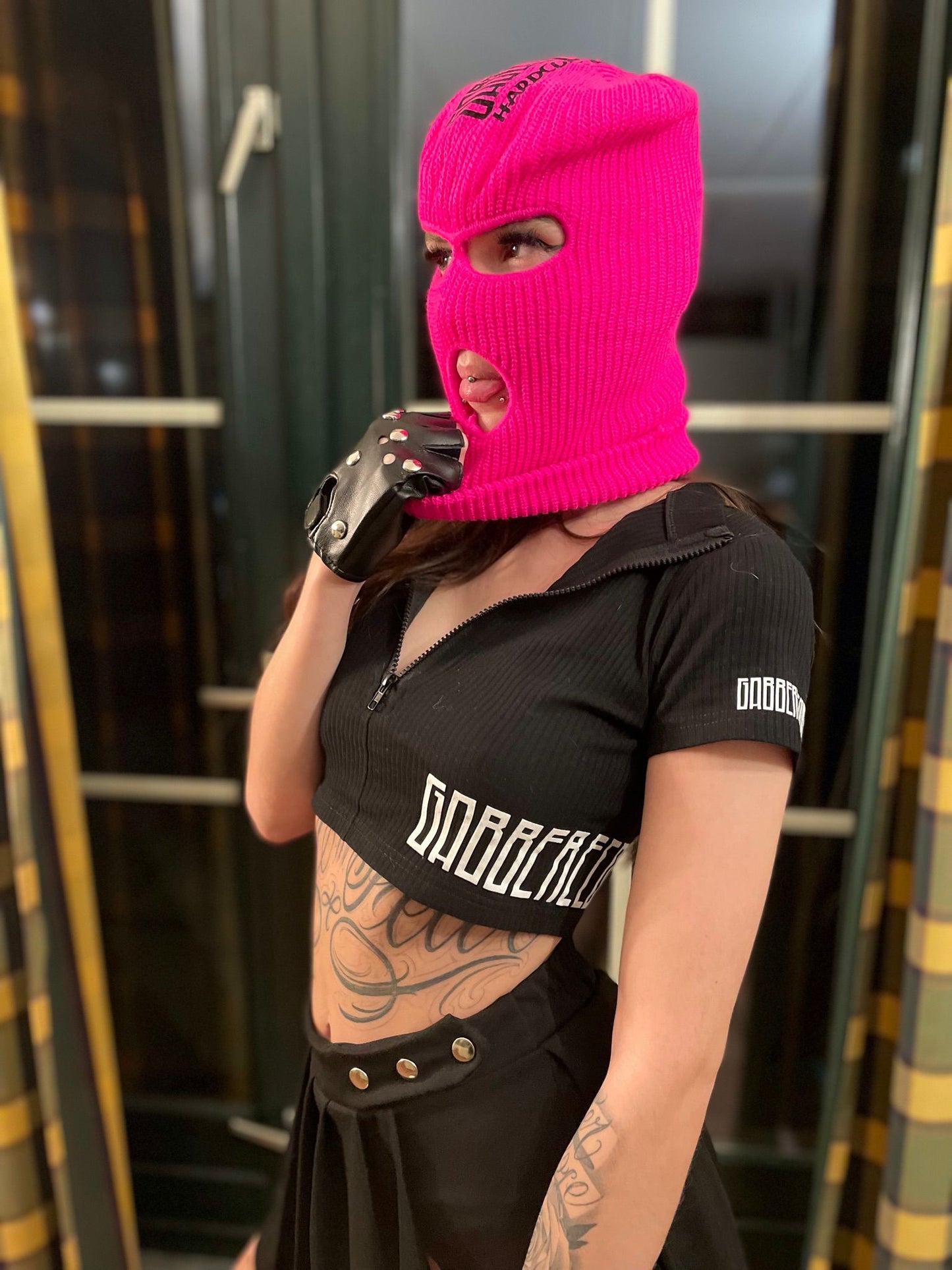 GABBERECORDS Girls Black Zip-Up Top