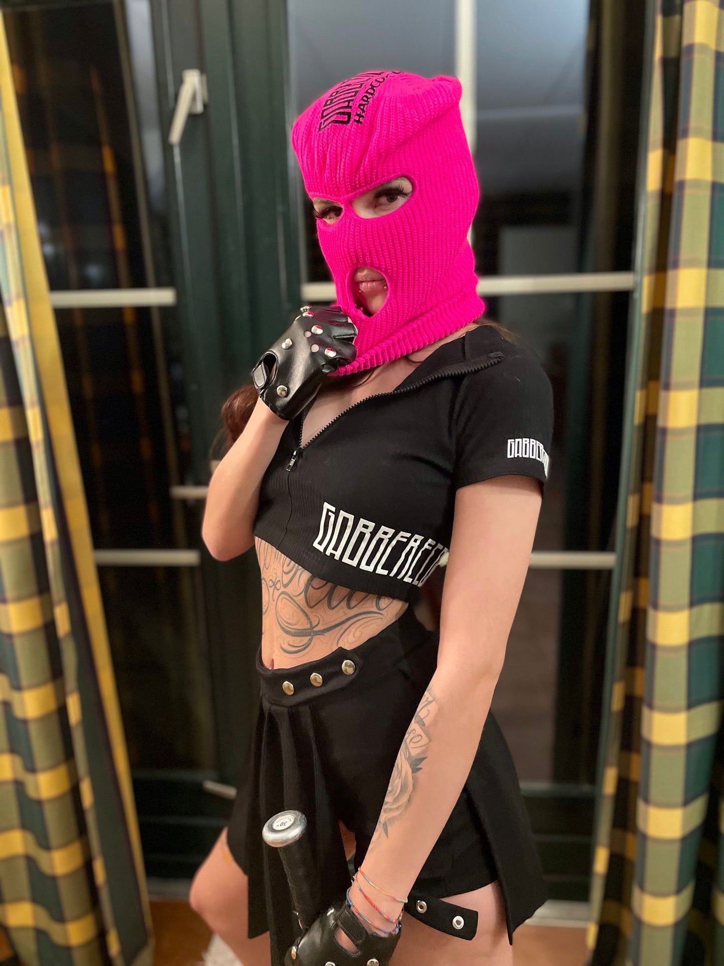 GABBERECORDS Girls Black Zip-Up Top